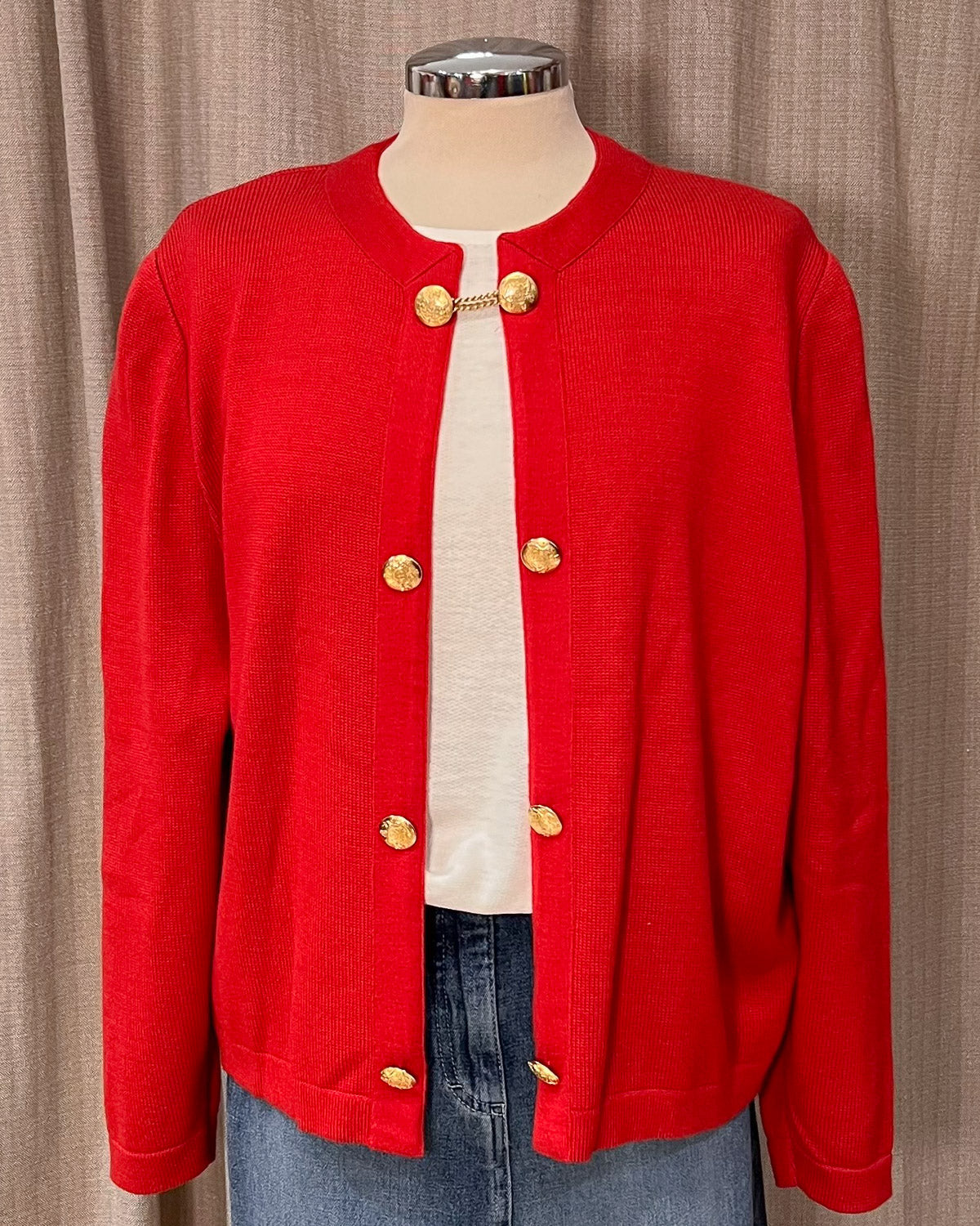 Cardigan Vintage con Bottoni Gioiello Taglia 44