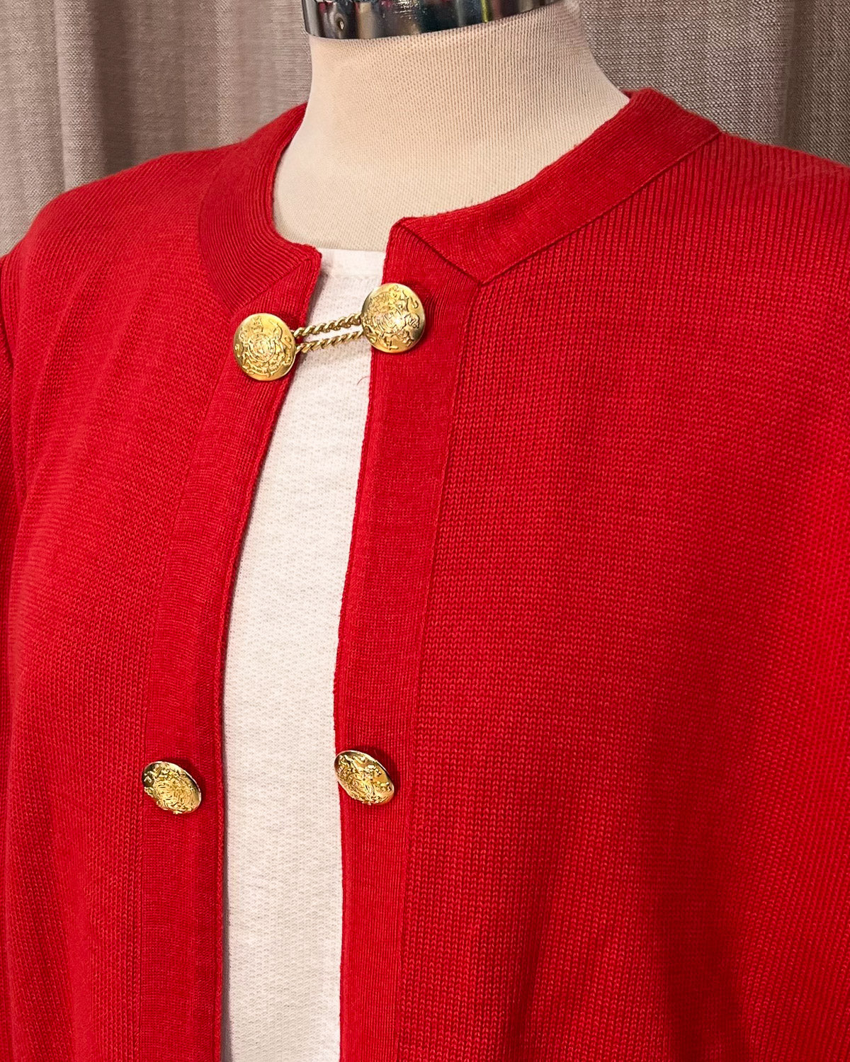 Cardigan Vintage con Bottoni Gioiello Taglia 44