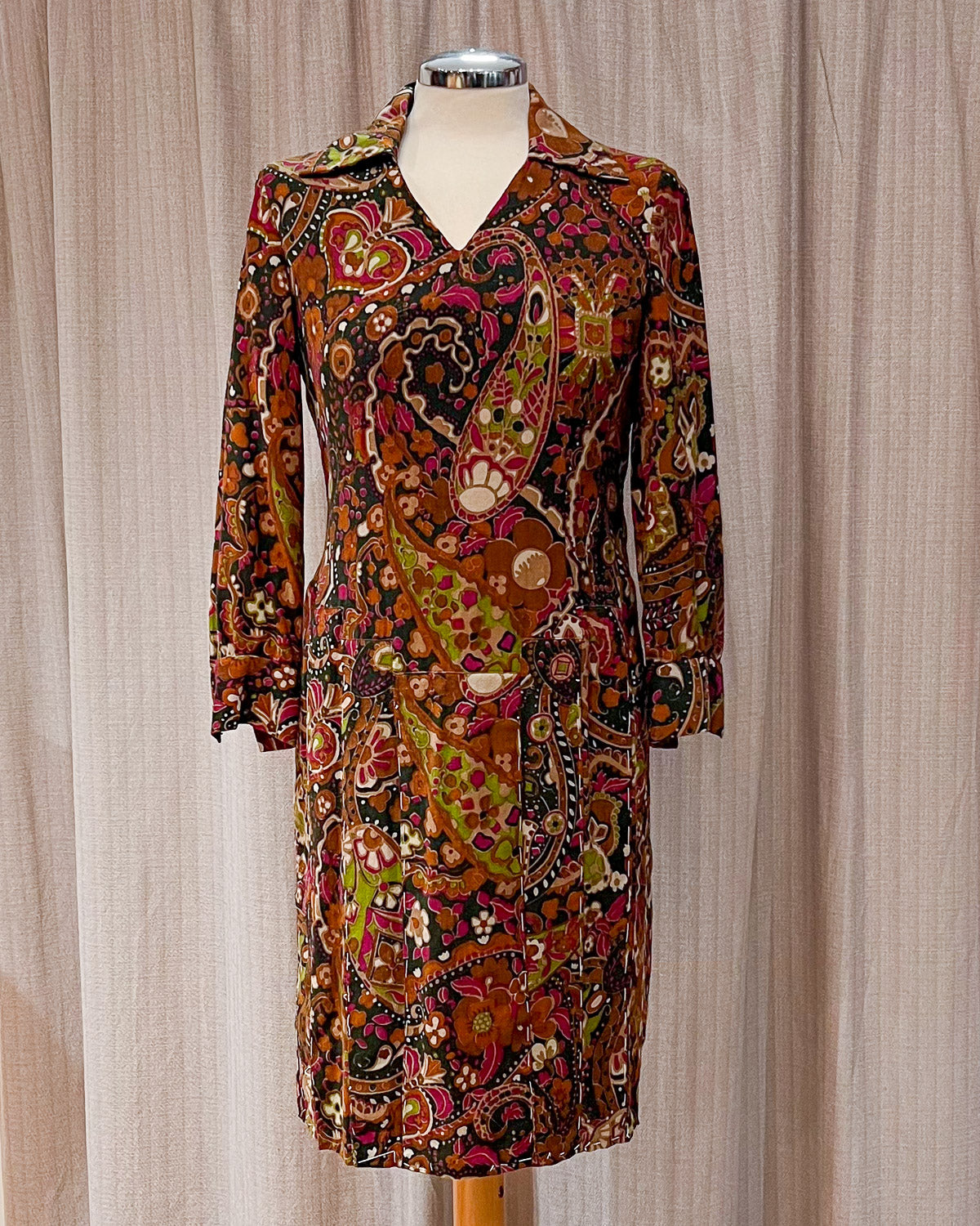 Vestito a Fiori con Colletto Late 60s- M