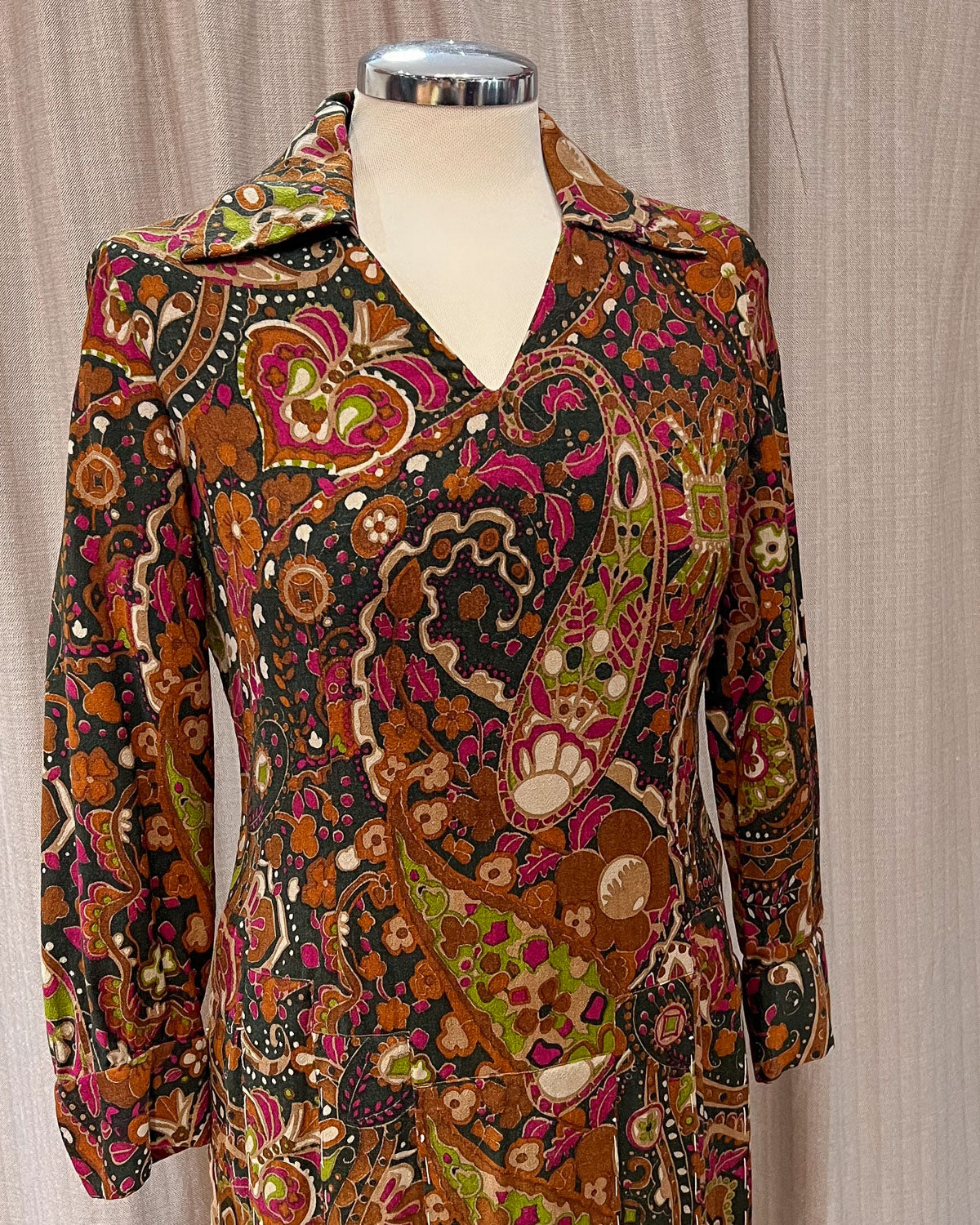 Vestito a Fiori con Colletto Late 60s- M