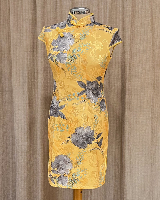 Cheongsam A Fiori Smanicato Taglia XS