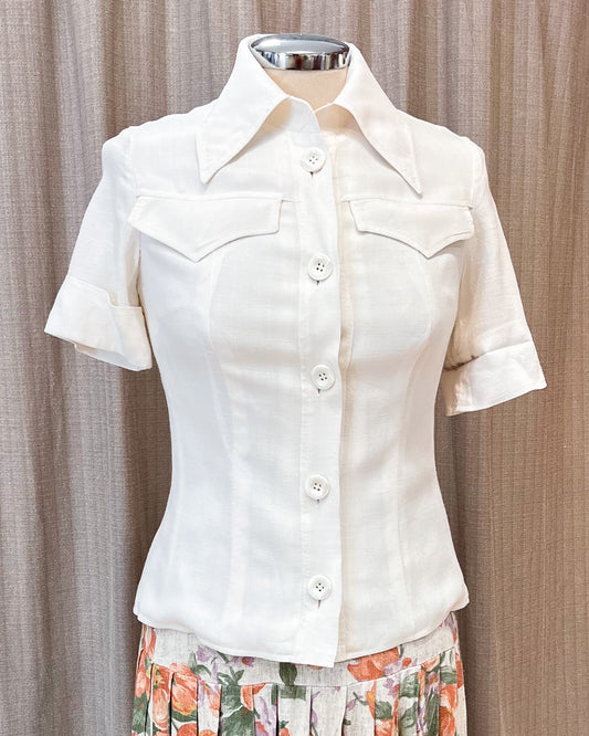 Camicia In Lino Crop S