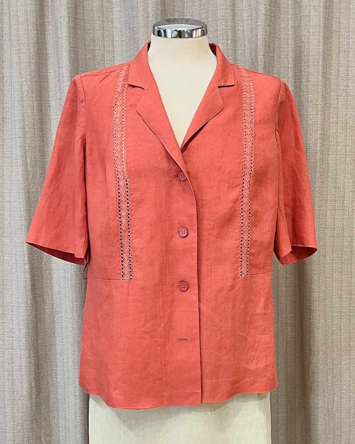 Camicia Puro Lino Rosa Fragola L