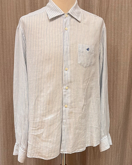 Camicia In Lino A Righe Vintage XL